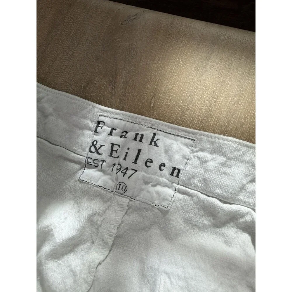 Frank & Eileen Kinsale Linen Blend White Italian Cropped Pants Size 10